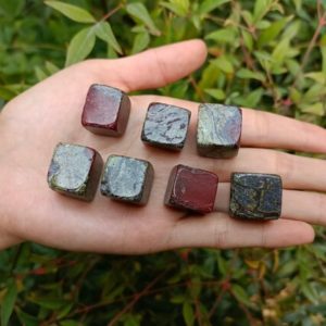 Shop Tumbled Bloodstone Crystals & Pocket Stones! Dragon Bloodstone Cube Shaped Tumbled Stone | Natural genuine stones & crystals in various shapes & sizes. Buy raw cut, tumbled, or polished gemstones for making jewelry or crystal healing energy vibration raising reiki stones. #crystals #gemstones #crystalhealing #crystalsandgemstones #energyhealing #affiliate #ad