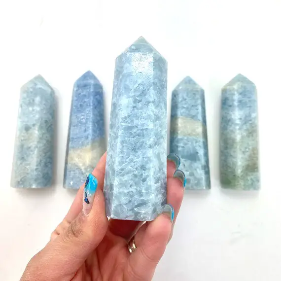 Blue Calcite Polished Point, Blue Calcite Point, Healing Blue Calcite Point, Natural Blue Calcite