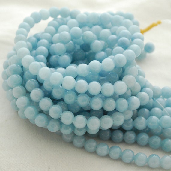 Blue Calcite (dyed) Round Beads - 4mm, 6mm, 8mm, 10mm Sizes - 15" Strand