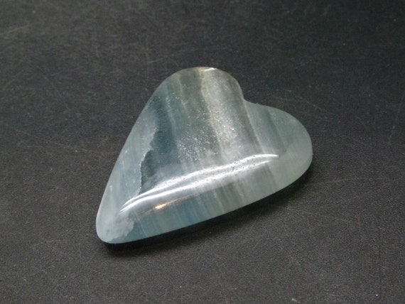 Nice Lemurian Aquatine Blue Calcite Heart  From Argentina - 1.8" - 26.3 Grams