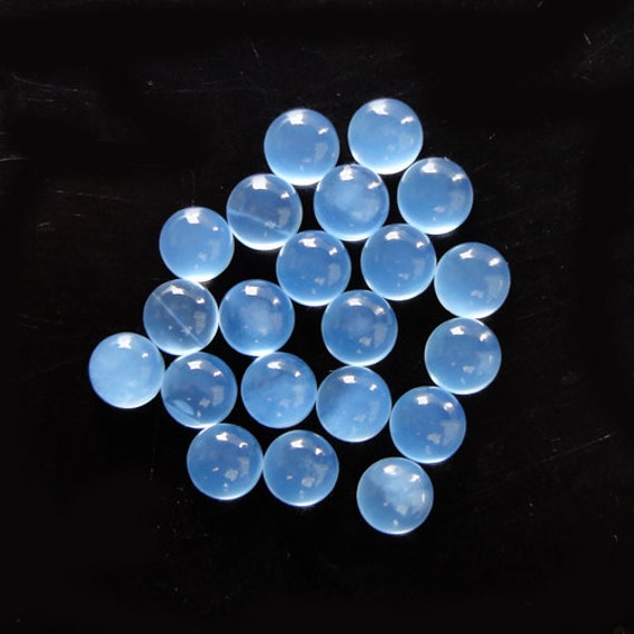 Blue Chalcedony Cabochon Gemstone 3x3 Mm To 25x25 Mm Round Shape Flat Back Side Smooth Calibrated Brazilian Gemstones Lot For Jewelry Making
