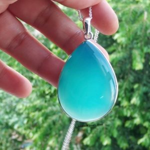 Shop Blue Chalcedony Pendants! Large Chalcedony pendant,925 Sterling Silver,Excellent Quality Chalcedony,natural gemstone statement pendant,Blue chalcedony Annivarsary | Natural genuine Blue Chalcedony pendants. Buy crystal jewelry, handmade handcrafted artisan jewelry for women.  Unique handmade gift ideas. #jewelry #beadedpendants #beadedjewelry #gift #shopping #handmadejewelry #fashion #style #product #pendants #affiliate #ad