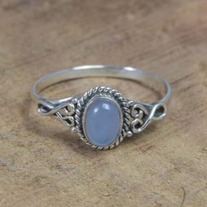 Shop Blue Chalcedony Jewelry! Blue Chalcedony 925 Sterling Silver Gemstone Oval Shape Designer Gemstone Ring ~ Handmade Jewelry ~ Elegant Jewelry ~ Gift For Christmas | Natural genuine Blue Chalcedony jewelry. Buy crystal jewelry, handmade handcrafted artisan jewelry for women.  Unique handmade gift ideas. #jewelry #beadedjewelry #beadedjewelry #gift #shopping #handmadejewelry #fashion #style #product #jewelry #affiliate #ad