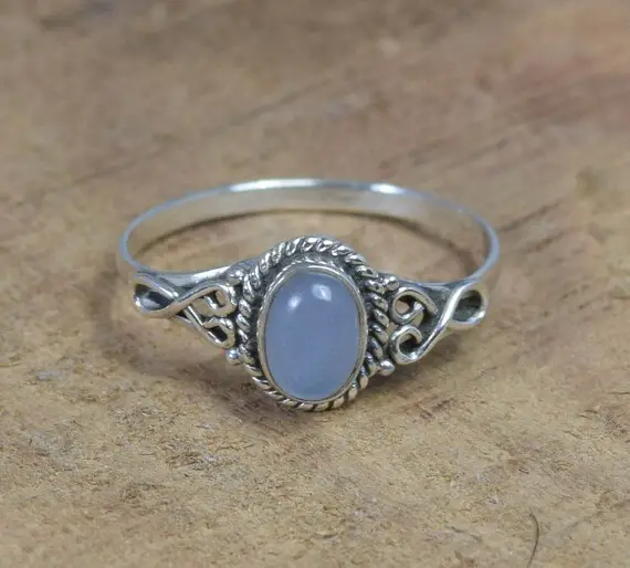 Blue Chalcedony 925 Sterling Silver Gemstone Oval Shape Designer Gemstone Ring ~ Handmade Jewelry ~ Elegant Jewelry ~ Gift For Christmas