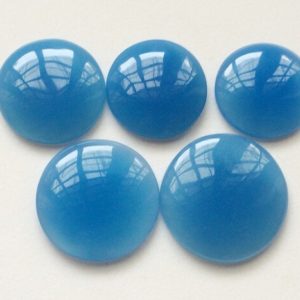 Shop Blue Chalcedony Round Beads! 31-36mm Huge Blue Chalcedony Plain Round Cabochon, Blue Chalcedony Flat Back Stone, 2 Pieces Round Cabochons For Jewelry – KRS324 | Natural genuine round Blue Chalcedony beads for beading and jewelry making.  #jewelry #beads #beadedjewelry #diyjewelry #jewelrymaking #beadstore #beading #affiliate #ad
