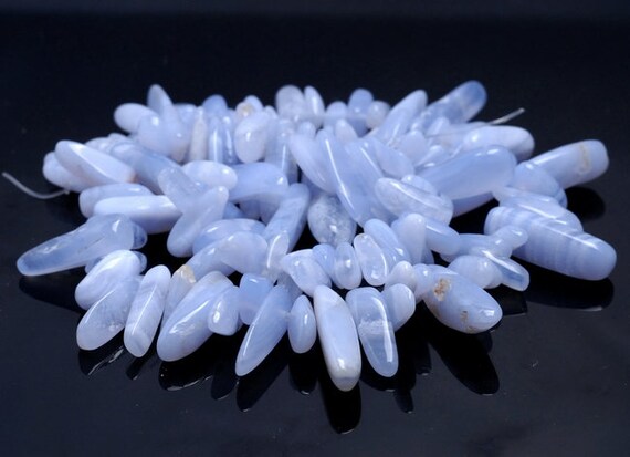 14-18mm Chalcedony Blue Lace Agate Gemstone Stick Pebble Chip Loose Beads 16 Inch  (80002167-a35)