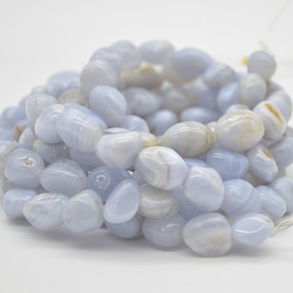 Natural Blue Lace Agate Semi-precious Gemstone Nugget Beads 10mm-13mm - 15" Strand