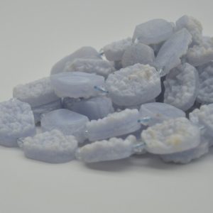 Shop Blue Lace Agate Chip & Nugget Beads! High Quality Grade A Raw Natural Blue Lace Agate Semi-precious Gemstone rectangle / Oval Nugget Beads – 15" strand | Natural genuine chip Blue Lace Agate beads for beading and jewelry making.  #jewelry #beads #beadedjewelry #diyjewelry #jewelrymaking #beadstore #beading #affiliate #ad