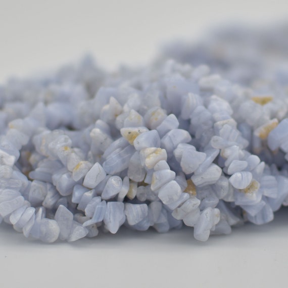 Natural Blue Lace Agate Semi-precious Gemstone Chips Nuggets Beads - 5mm - 8mm, 16" Strand
