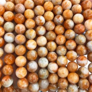 Shop Calcite Beads! Peru Calcite Beads, Natural Gemstone Beads, Round Orange White Calcite Stone Beads 6mm 8mm 10mm 12mm 15'' | Natural genuine round Calcite beads for beading and jewelry making.  #jewelry #beads #beadedjewelry #diyjewelry #jewelrymaking #beadstore #beading #affiliate #ad
