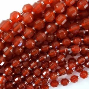 Shop Carnelian Faceted Beads! AA Red Carnelian Prism Double Point Cut Faceted Beads 15.5" Strand 8mm 10mm | Natural genuine faceted Carnelian beads for beading and jewelry making.  #jewelry #beads #beadedjewelry #diyjewelry #jewelrymaking #beadstore #beading #affiliate #ad