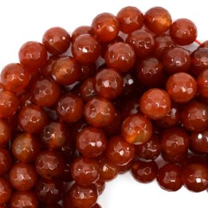 Shop Carnelian Faceted Beads! AA Faceted Red Carnelian Round Beads Gemstone 14" Strand S2 6mm 8mm 10mm | Natural genuine faceted Carnelian beads for beading and jewelry making.  #jewelry #beads #beadedjewelry #diyjewelry #jewelrymaking #beadstore #beading #affiliate #ad