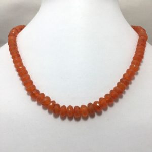 Shop Carnelian Necklaces! 6.5 – 9 mm Carnelian Beaded Necklace Faceted Gemstone Beads Necklace Sale / Semi Precious Beads / Gemstone Beads / Carnelian Beads Sale | Natural genuine Carnelian necklaces. Buy crystal jewelry, handmade handcrafted artisan jewelry for women.  Unique handmade gift ideas. #jewelry #beadednecklaces #beadedjewelry #gift #shopping #handmadejewelry #fashion #style #product #necklaces #affiliate #ad