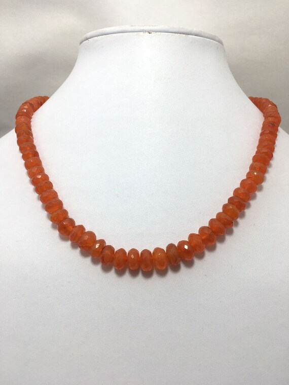 6.5 - 9 Mm Carnelian Beaded Necklace Faceted Gemstone Beads Necklace Sale / Semi Precious Beads / Gemstone Beads / Carnelian Beads Sale