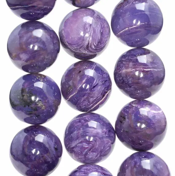 18mm  Genuine Charoite Gemstone Grade Aaa Round Loose Beads   (80004112-a175)