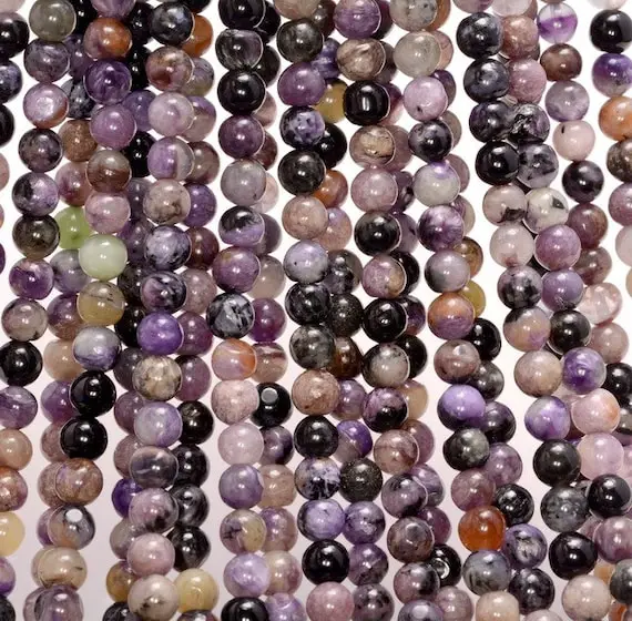 7mm Purple Genuine Charoite  Gemstone Grade Ab Round Loose Beads 15.5 Inch Full Strand (80009744-a181)