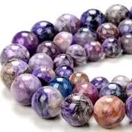 15mm Top Quality Natural Purple Charoite Crystal Round Beads Bracelet AAA 