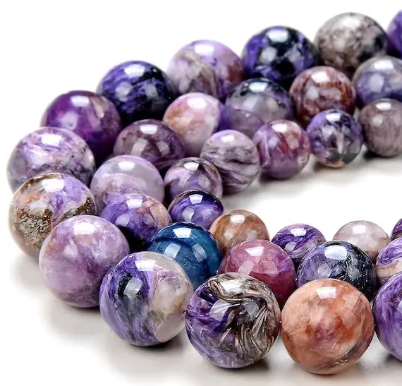 Natural Charoite Gemstone Grade A Round 8mm 9mm 10mm 11mm 12mm 13mm 14mm 15mm 7.5 Inch Half Strand Loose Beads (d263)