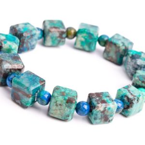 Shop Chrysocolla Bracelets! 10-11MM Chrysocolla Beads Gray Green Bracelet Grade AAA Genuine Natural Beveled Edge Faceted Cube Gemstone 8" (118483h-4037) | Natural genuine Chrysocolla bracelets. Buy crystal jewelry, handmade handcrafted artisan jewelry for women.  Unique handmade gift ideas. #jewelry #beadedbracelets #beadedjewelry #gift #shopping #handmadejewelry #fashion #style #product #bracelets #affiliate #ad