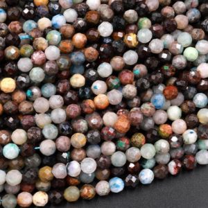 Shop Chrysocolla Faceted Beads! Natural Brown Chrysocolla 2mm 3mm 4mm Faceted Round Beads Micro Laser Diamond Cut Gemstone 15.5" Strand | Natural genuine faceted Chrysocolla beads for beading and jewelry making.  #jewelry #beads #beadedjewelry #diyjewelry #jewelrymaking #beadstore #beading #affiliate #ad