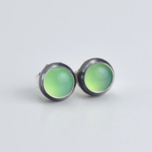 Shop Chrysoprase Earrings! chrysoprase chalcedony 5mm sterling silver stud earrings pair | Natural genuine Chrysoprase earrings. Buy crystal jewelry, handmade handcrafted artisan jewelry for women.  Unique handmade gift ideas. #jewelry #beadedearrings #beadedjewelry #gift #shopping #handmadejewelry #fashion #style #product #earrings #affiliate #ad