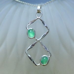 Shop Chrysoprase Pendants! Double Squares Natural Chrysoprase Hammered Texture Pendant in Solid Sterling Silver , 18th Anniversary , May Birthstone , From Canada | Natural genuine Chrysoprase pendants. Buy crystal jewelry, handmade handcrafted artisan jewelry for women.  Unique handmade gift ideas. #jewelry #beadedpendants #beadedjewelry #gift #shopping #handmadejewelry #fashion #style #product #pendants #affiliate #ad