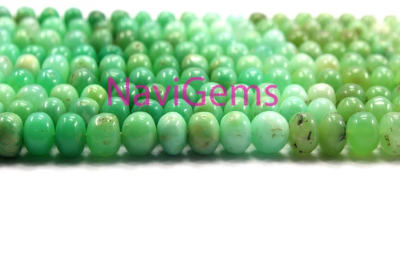 13" Long 1 Strand Natural Chrysoprase Good Quality Gemstone, Smooth Rondelle Beads,size 8-9 Mm Making Green Jewelry Smooth Chrysoprase Beads