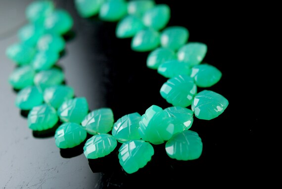 Gorgeous Chrysoprase  Chalcedony Carved Leaves