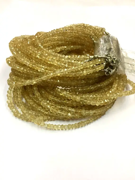 16 Inches Strand Beautiful Israel Cutting Beads Citrine Faceted Rondelle Beads 4mm Gemstone Beads