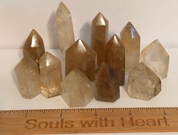 Citrine Polished Points With Cut Base, Healing Crystals And Stones, Spiritual Stone