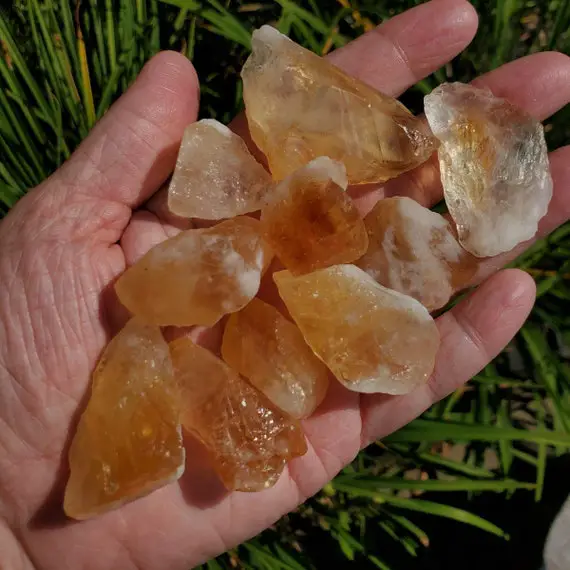 Citrine Rough Pieces For Healing Work, 8 Ounces, Bulk Raw Citrine Pieces, Mixed Sizes, Heat Treated Citrine Pieces For Gridding, Jewelry