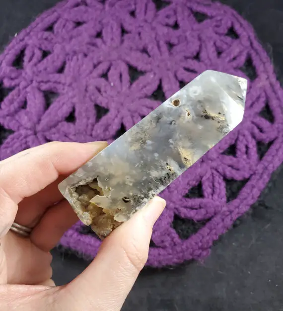 Dendritic Agate Polished Point Healing Stones Generator Tower Crystal Self Standing Crystal Obelisk