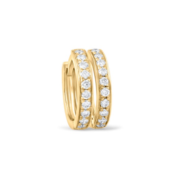 18k Gold Moissanite Diamond Earrings | Round Hinged Earrings 20 Moissanite Gemstones | 18k Full Gold | Engagement Statement Wedding Earrings