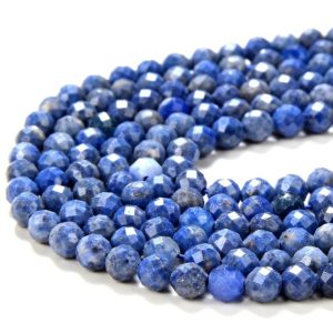 Shop Dumortierite Faceted Beads! Natural Dumortierite Gemstone Grade AA Micro Faceted Round 3MM 4MM Loose Beads 15 inch Full Strand (P56) | Natural genuine faceted Dumortierite beads for beading and jewelry making.  #jewelry #beads #beadedjewelry #diyjewelry #jewelrymaking #beadstore #beading #affiliate #ad