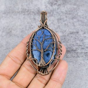 Shop Dumortierite Pendants! Tree Of Life Dumortierite Pendant Dumortierite Gemstone Copper Wire Wrapped Pendant Dumortierite Jewelry Handmade Pendant Gift For Her | Natural genuine Dumortierite pendants. Buy crystal jewelry, handmade handcrafted artisan jewelry for women.  Unique handmade gift ideas. #jewelry #beadedpendants #beadedjewelry #gift #shopping #handmadejewelry #fashion #style #product #pendants #affiliate #ad