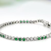 14k White Gold Emerald Bracelet For Women Wedding Gift Tennis Bracelet For Women Engagement Bracelet Round Cut Emerald Bracelet For Women | Natural genuine Gemstone jewelry. Buy handcrafted artisan wedding jewelry.  Unique handmade bridal jewelry gift ideas. #jewelry #beadedjewelry #gift #crystaljewelry #shopping #handmadejewelry #wedding #bridal #jewelry #affiliate #ad