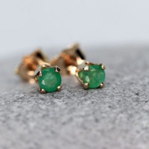 Shop Emerald Earrings! Emerald Stud Earrings, Tiny Silver or Gold Faceted Emerald Ear Studs, May Birthstone, Green Precious Stone Earrings, Anniversary Gift | Natural genuine Emerald earrings. Buy crystal jewelry, handmade handcrafted artisan jewelry for women.  Unique handmade gift ideas. #jewelry #beadedearrings #beadedjewelry #gift #shopping #handmadejewelry #fashion #style #product #earrings #affiliate #ad