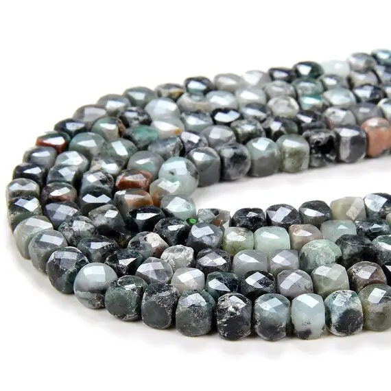 4-5mm Natural Emerald Gemstone Micro Faceted Cube Loose Beads (p44)
