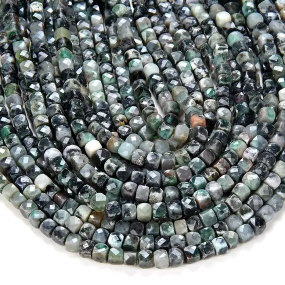 4-5mm Natural Emerald Gemstone Micro Faceted Cube Loose Beads Bulk Lot 1,2,6,12 And 50 (p44)