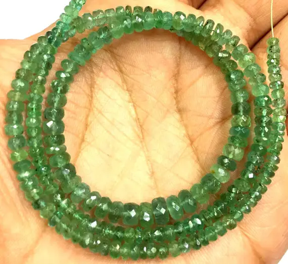 Top Quality~~natural Zambian Emerald Rondelle Faceted Beads Great Luster Emerald Beads Genuine Emerald Gemstone Beads 100% Natural Emerald.