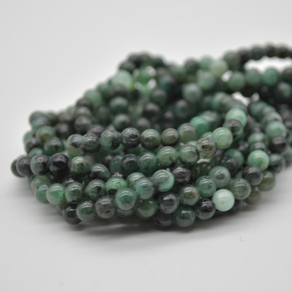4mm Emerald Gemstone Round Beads - 15" Strand