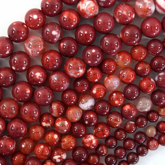 Red Fire Agate Round Beads Gemstone 15" Strand 6mm 8mm 10mm Red Fire Agate Round Beads Gemstone 15" Strand 6mm 8mm 10mm