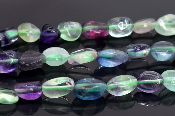 7-9mm Multicolor Fluorite Beads Pebble Nugget Grade Aaa Genuine Natural Gemstone Beads 16" / 7.5" Bulk Lot Options (108442)