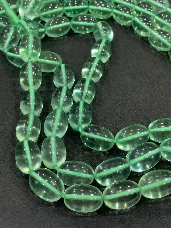 Natural Green Flourite 10/14 Mm Smooth Tumbled Beads, 15 Inch Flourite Nuggets Stone Beads Strand,