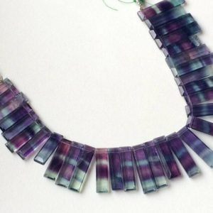 Shop Fluorite Bead Shapes! 18-22mm Fluorite Fancy Faceted Sticks, Natural Multi Fluorite Rectangle Beads, Fluorite Statement Layout For Necklace (4IN To 8IN  Options) | Natural genuine other-shape Fluorite beads for beading and jewelry making.  #jewelry #beads #beadedjewelry #diyjewelry #jewelrymaking #beadstore #beading #affiliate #ad