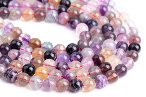 8-9mm Multicolor Fluorite Beads Grade A+ Genuine Natural Gemstone Round Loose Beads 15" / 7.5" Bulk Lot Options (118379)