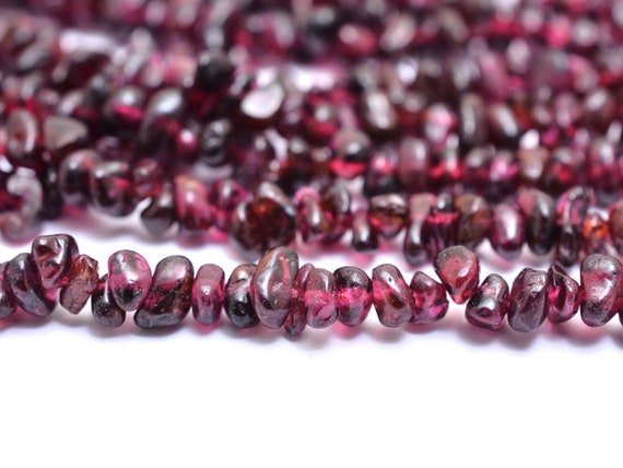 Garnet Gemstone Uncut Chips 4mm-5mm Beads Necklace | 34inch Strand | Natural Semi Precious Gemstone Smooth Nuggets | Jewelry Making Supplies