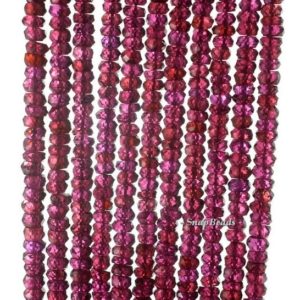Shop Garnet Faceted Beads! 4x2mm Brazillian Red Garnet Gemstone AAA Faceted Rondelle Loose Beads 13.5 inch (90187185-95) | Natural genuine faceted Garnet beads for beading and jewelry making.  #jewelry #beads #beadedjewelry #diyjewelry #jewelrymaking #beadstore #beading #affiliate #ad