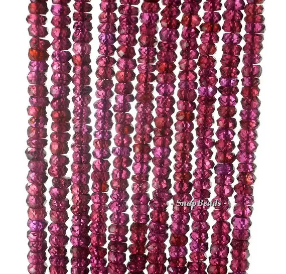 4x2mm Brazillian Red Garnet Gemstone Aaa Faceted Rondelle Loose Beads 13.5 Inch (90187185-95)