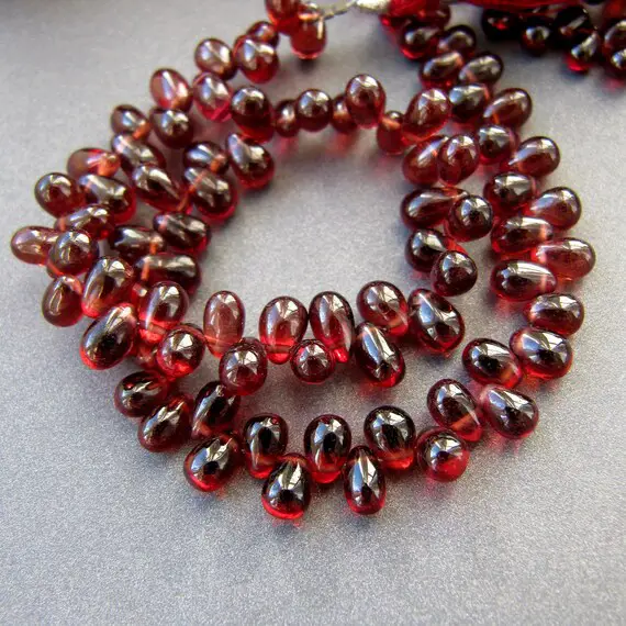 Garnet Tear Drops • 5.50-6-7mm • Aaa Smooth Hand Polished • Beautiful Glowing Red / Not Brown • natural Gemstone • Personal Favorite <3